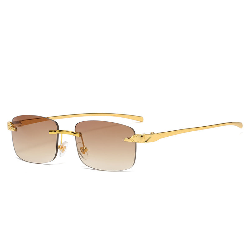 Wholesale Men Fashion Sunglasses Metal Sun Glasses Cheetah Designer Glasses Rimless Lens Vasos Multicolor Sunglass Shades