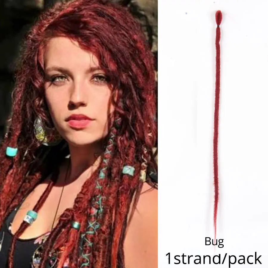 Leeons Synthetic Hair Handmade Dreadlocks Hair Extensions Crochet Hair Black Brown 1 Strands Dreadlock for Women and Men 20 Inch