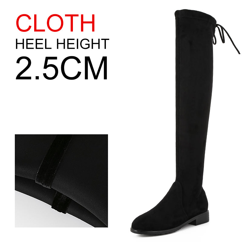 Women's Fashion Long Boot Manufacturers Thigh High Thick Heel Boots Comfort Stretch Suede Knee Boots
