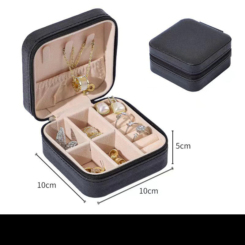 Travel Jewelry Box Ladies Velvet Jewelry Storage Box Zipper Travel Jewelry Organizer