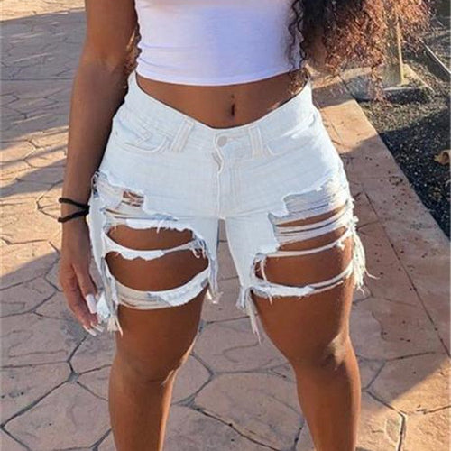 Wholesale Ladies Stylish Plus Size Ripped Women Destroyed Jean Shorts Jeans Pants