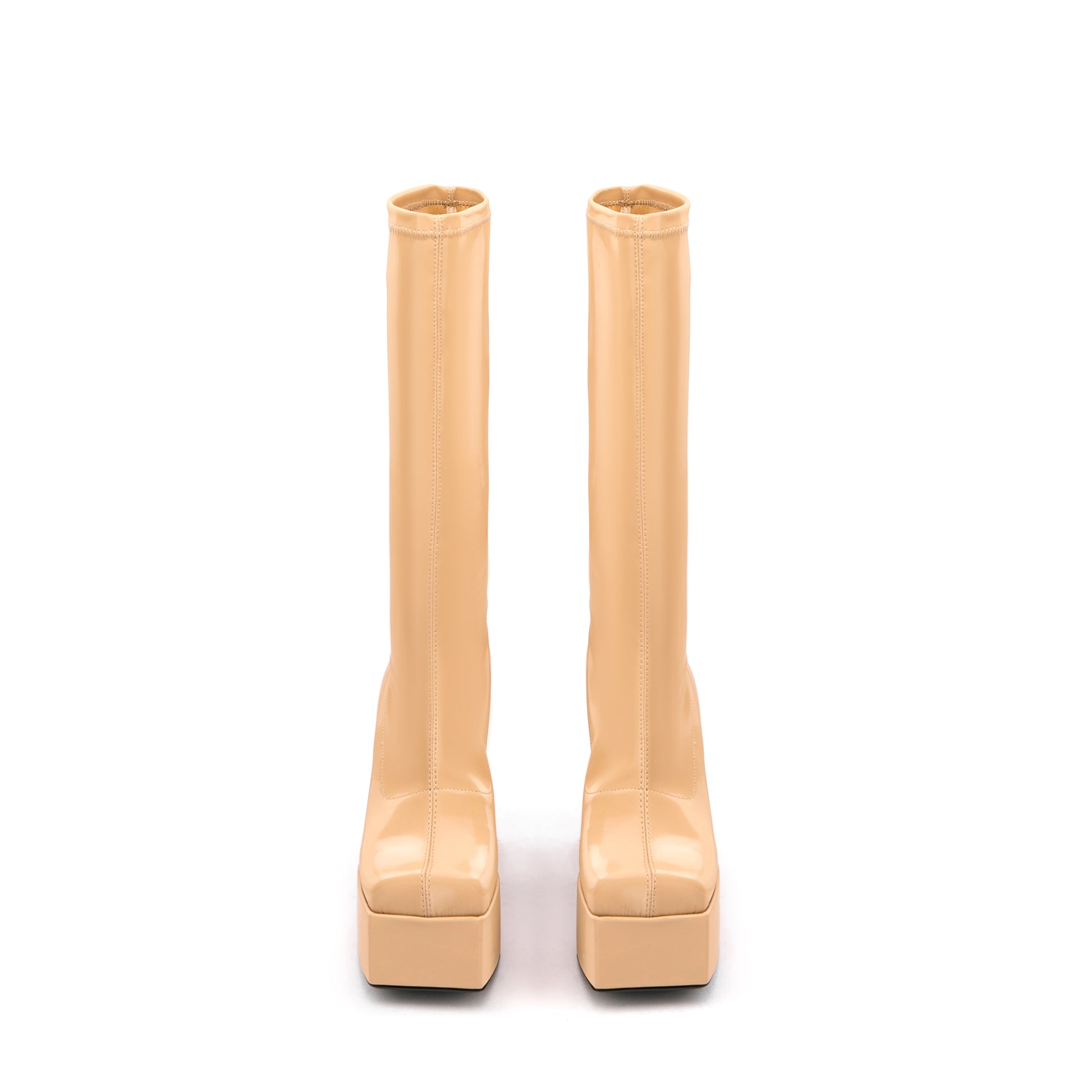 Women Boots High Heels Chunky Platform Big Size 45 Spring Autumn Winter Knee High Boots Zipper Martin Boot Party Shoes
