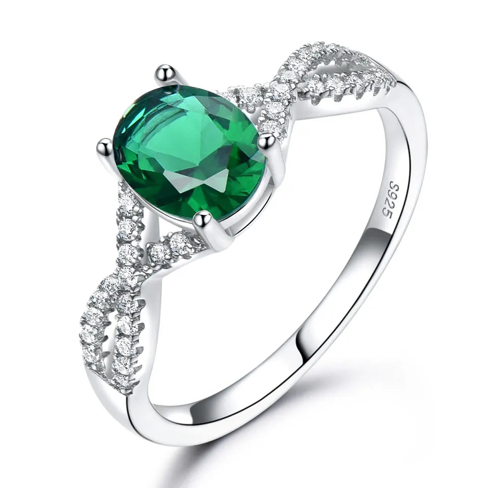 Hot Selling Emerald Zircon Sliver Jewelry Fashion 925 Sterling Silver Women's Rings High Jewellery Rings