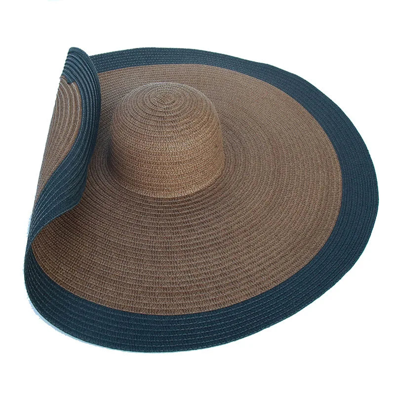 Super Bigger Brim Wide Straw Hats for Women Foldable Paper Beach Hat Summer Sun UV Hats Stage Cap Dropshipping Wholesale