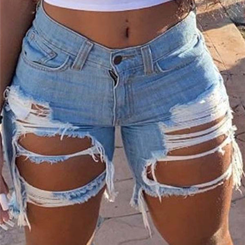 Wholesale Ladies Stylish Plus Size Ripped Women Destroyed Jean Shorts Jeans Pants