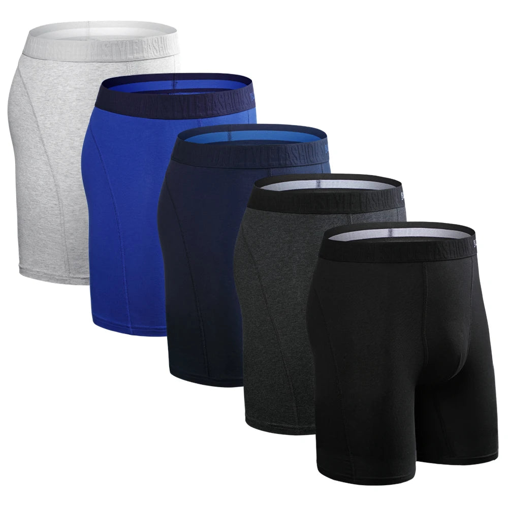 5pcs Long Boxer Mens Boxer Shorts Men Underwear Cotton Brand for Mens Underware Boxers Sexy Boxershorts Underpants Under Wear