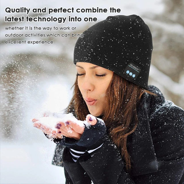 New Fashion Winter Hats Sports Bt Music Caps Custom Knitted Beanie Hat With Headphone Women Wireless Knit Hats