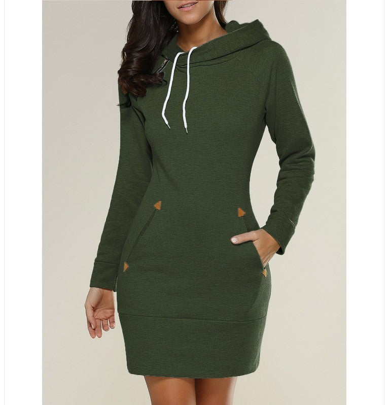 Dropshipping Solid Color Hoodie Dress Women Clothes Plus Size Women's Dresses Casual Dresses