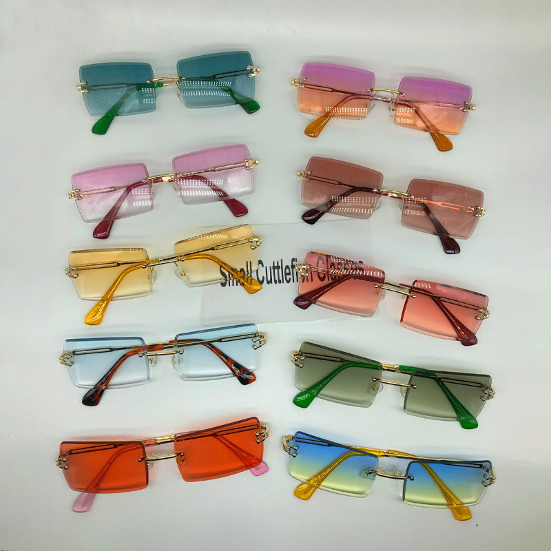 Fashionable Square Sunglasses Vintage Rimless Sunglasses 2022 Women  Custom  2022 Sunglasses