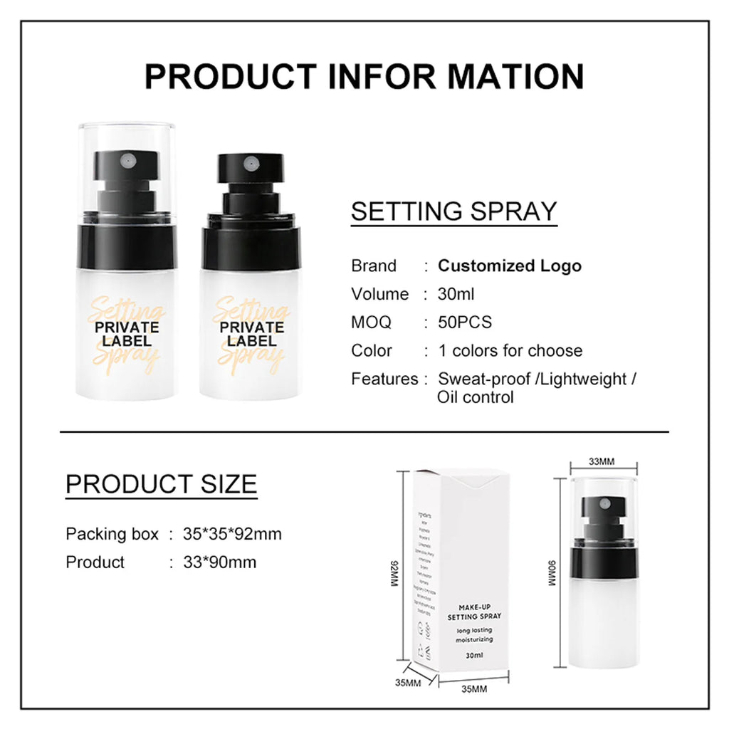 SENKA Logo Customized Cosmetics Sweatproof Setting Spray Mist Makeup Fixing Custom Logo Dewy Waterproof Makeup Setting Spray - My Store