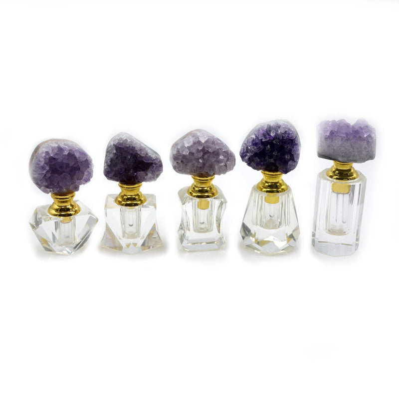 Manufacturer 2ml Natural Gemstone Geode Amethyst White Crystal Perfume Bottle Gemstone Cute Vial Jewelri Jewelry Gift