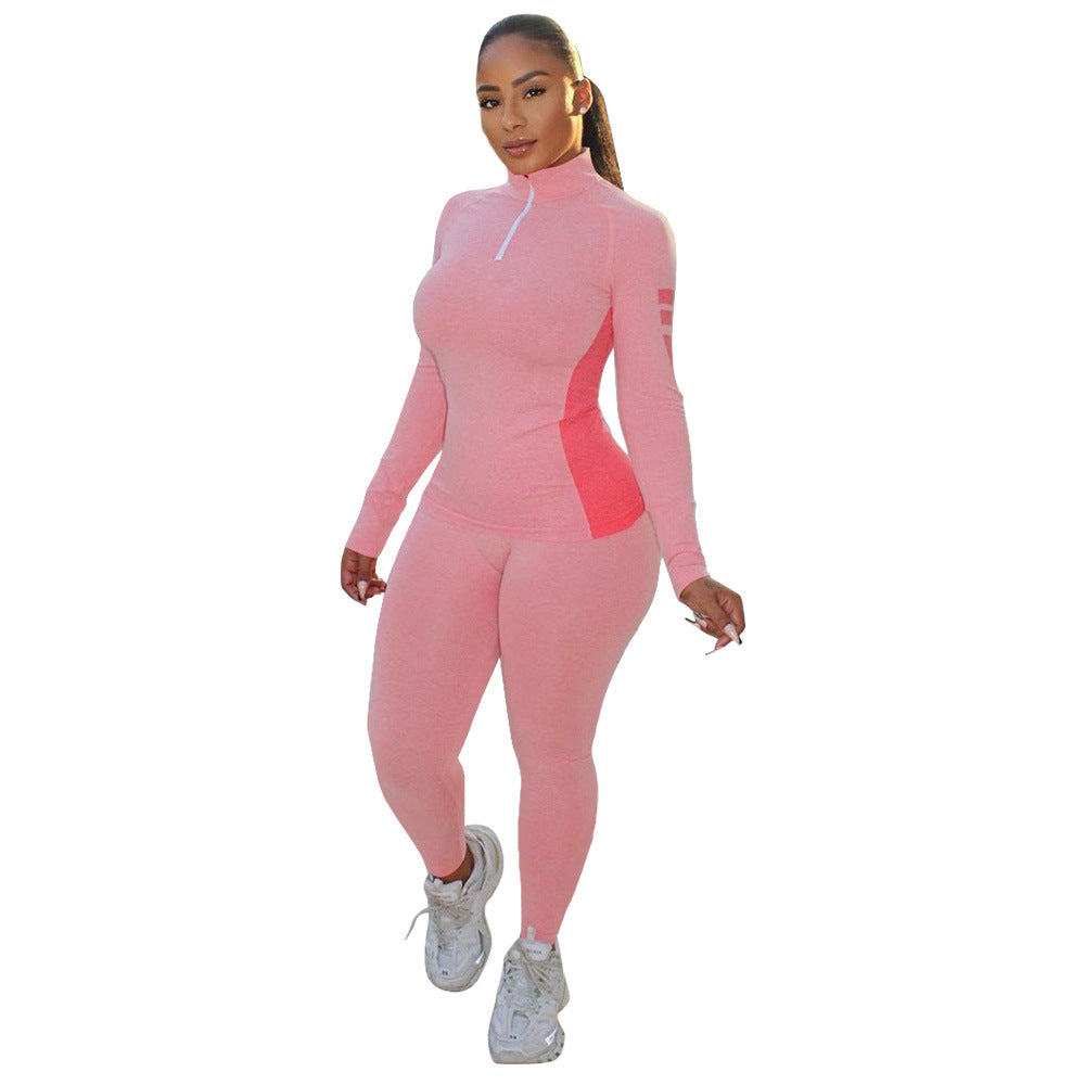 YD Comfortable Popular Activewear Sportswear Ladies 2 Piece Set Women Skinny Patchwork Gym Fitness Sets With Zipper