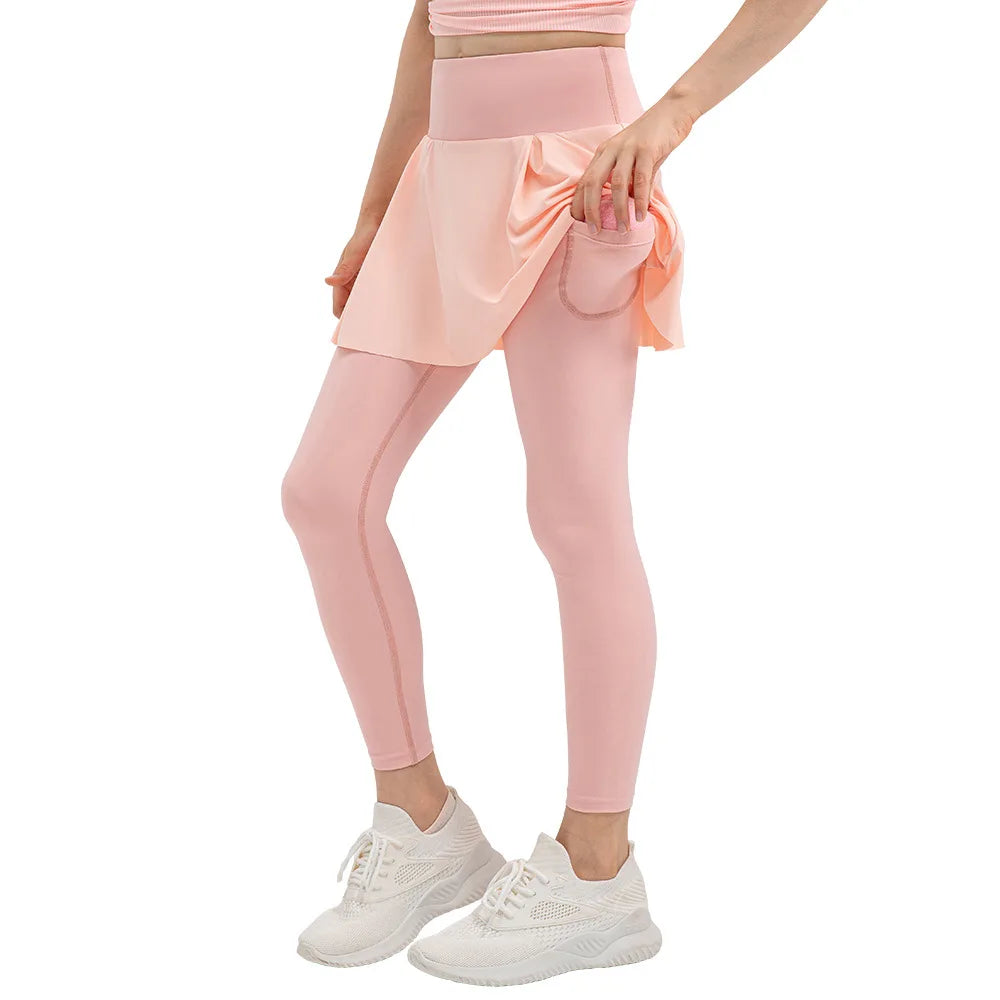 Girls Double Layer Fitness Activewear GYM Leggings With Pocket Yoga Pants Workout Tights Tennis Wear Plus Size Women's Clothing