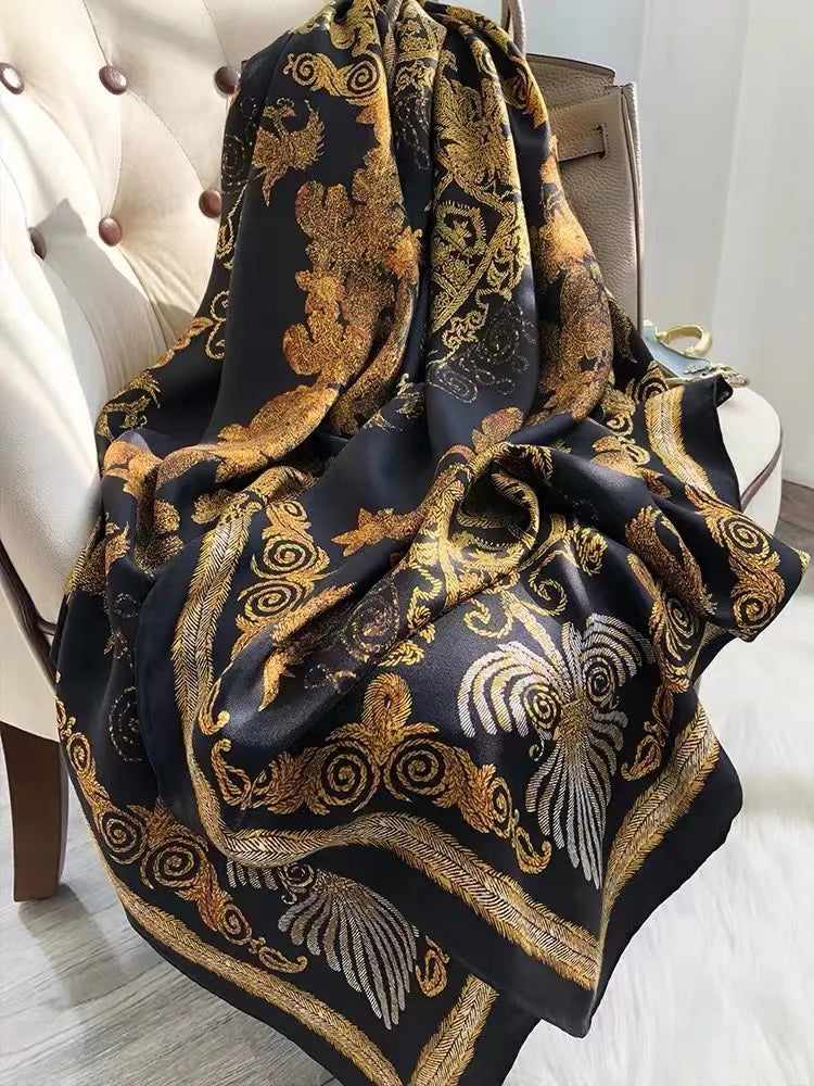 BYSIFA| Blue Red 100% Natural Silk Scarf Hijab Women Fashion Brand Large Square Scarves Shawls Autumn Winter Paisley Scarves