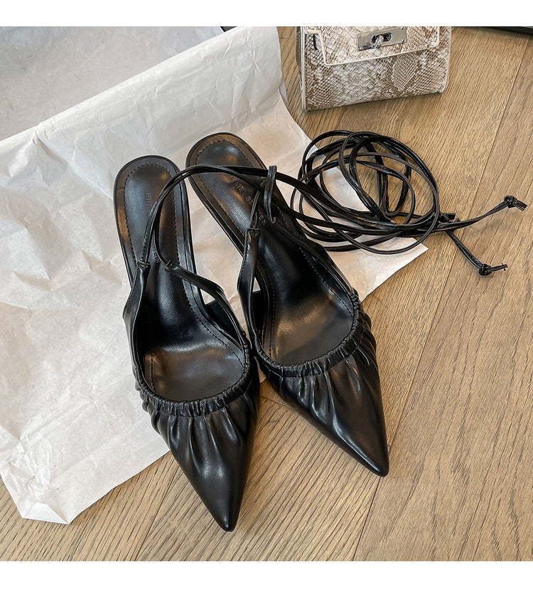 New Design Lace Up High Heel Sandal Shoes for Women Heels Sandals Pointed Toe Lace Up Stiletto High Heels