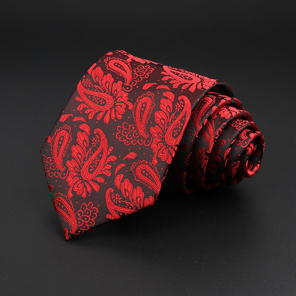 Men's Fashion Neckties Classic Stripe Red Navy Blue Business Formal Wedding Ties Jacquard Woven Solid Tie Polka Dots Neck Ties