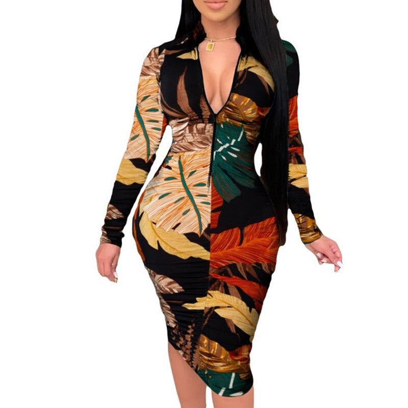 GQ2002 New Arrivals Printed Long Party Dress Red Dresses Women Sexy Club Dresses