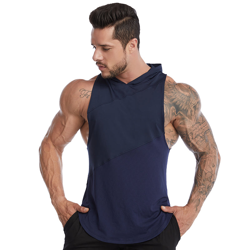 Vedo Sport Vest Dropshipping Custom Logo Polyester Sportswear Workout Fitness Custom Vests Muscle Hooded Tank Top GYM Activewear
