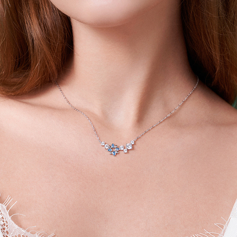 Wholesale Blue Cubic Zircon S925 Sterling Silver 925 Jewellery Snowflake High Quality Necklace Jewelry Set