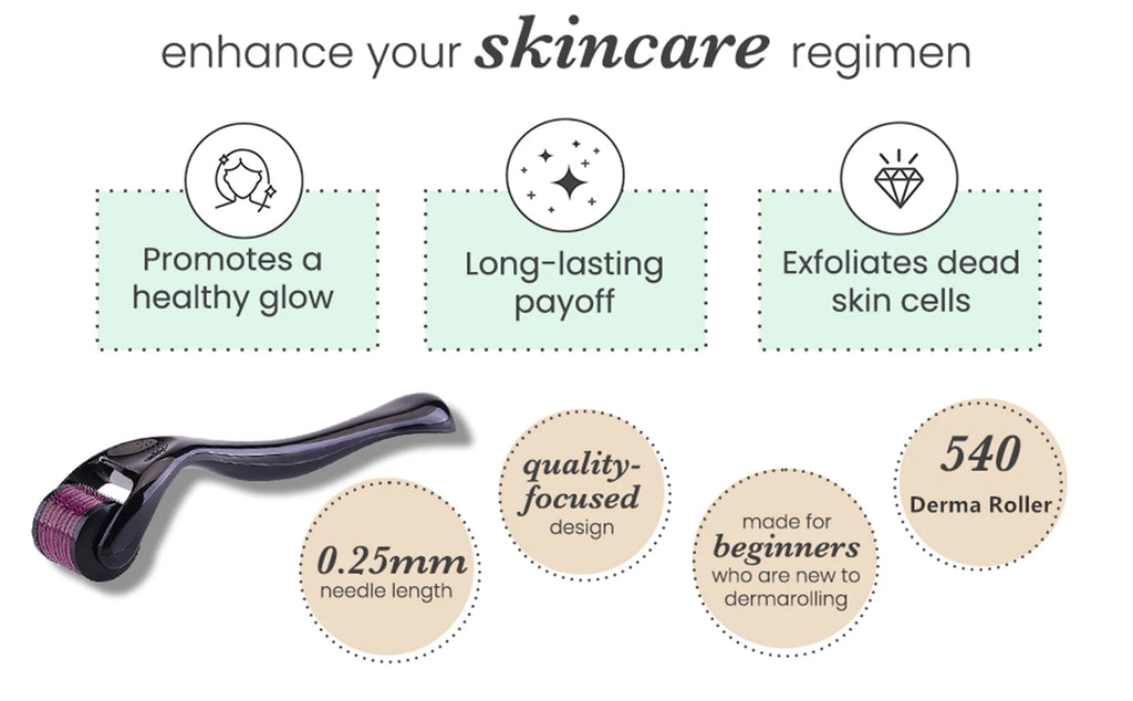 Healthy Care 540 Derma Roller Needle Instrument for Face 0.2mm\0.25mm\0.3mm - Titanium Needles Skin Care Tool