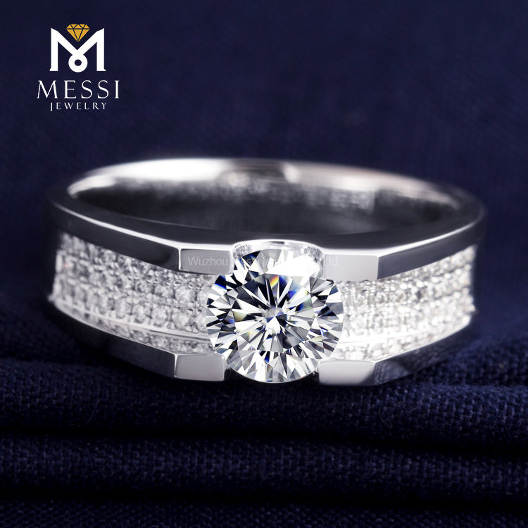 Messi Jewelry 14k 18k White Gold DEF Moissanite Diamond Wedding Ring Jewellery for Men