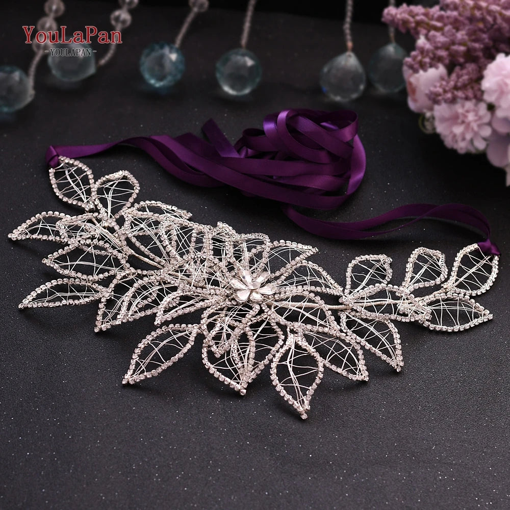 TOPQUEEN Sparkle Belt for Dresses Bridal Rinestone Belt Silver Crystal Belt Wedding Belts for Wedding Dresses Belt SH256-S