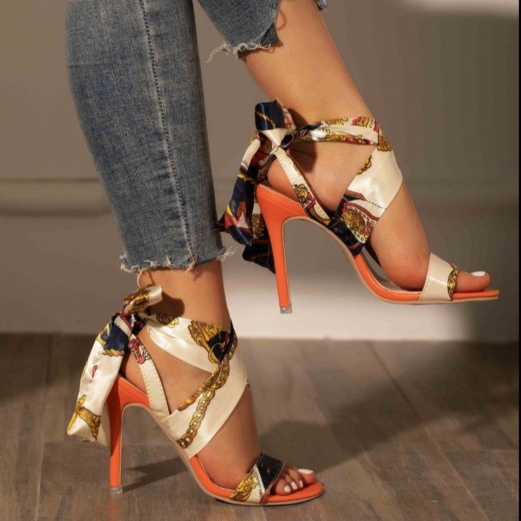 Custom LOGO Drop Shipping Woman's Summer High Heel Sandals Girl High Heel Slippers High Heels for Women