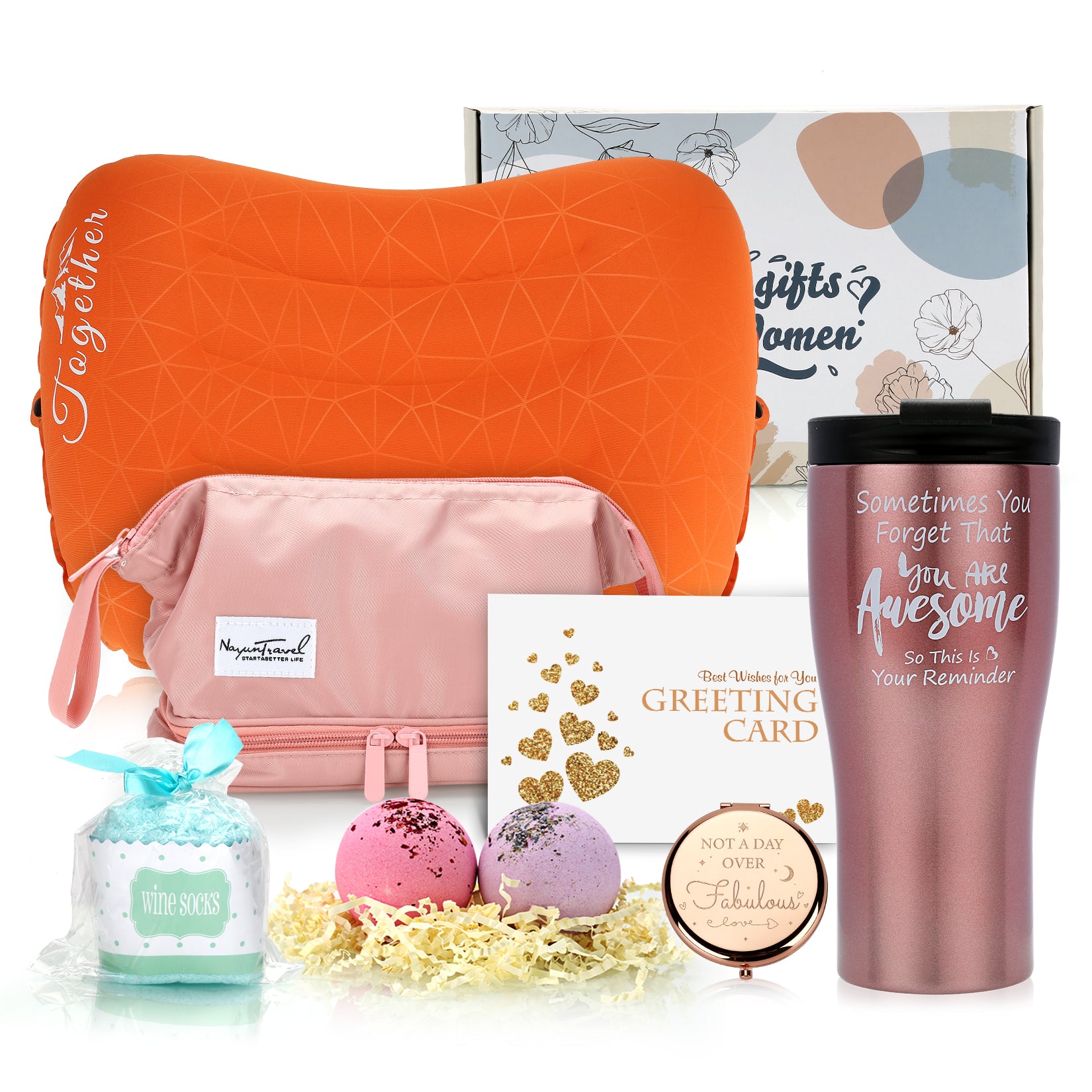 Birthday Gifts Box for Women Friends Unique Thank You Gift Basket for Her Inspirational Care Package Thermos Mug Gift Set