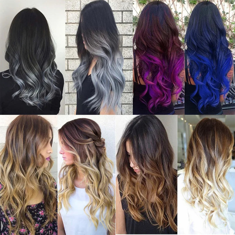 Women's Synthetic  String  Hair Extension No Clips No Glue Long Straight Invisible Hair Extensions Ombre Color Hairpiece