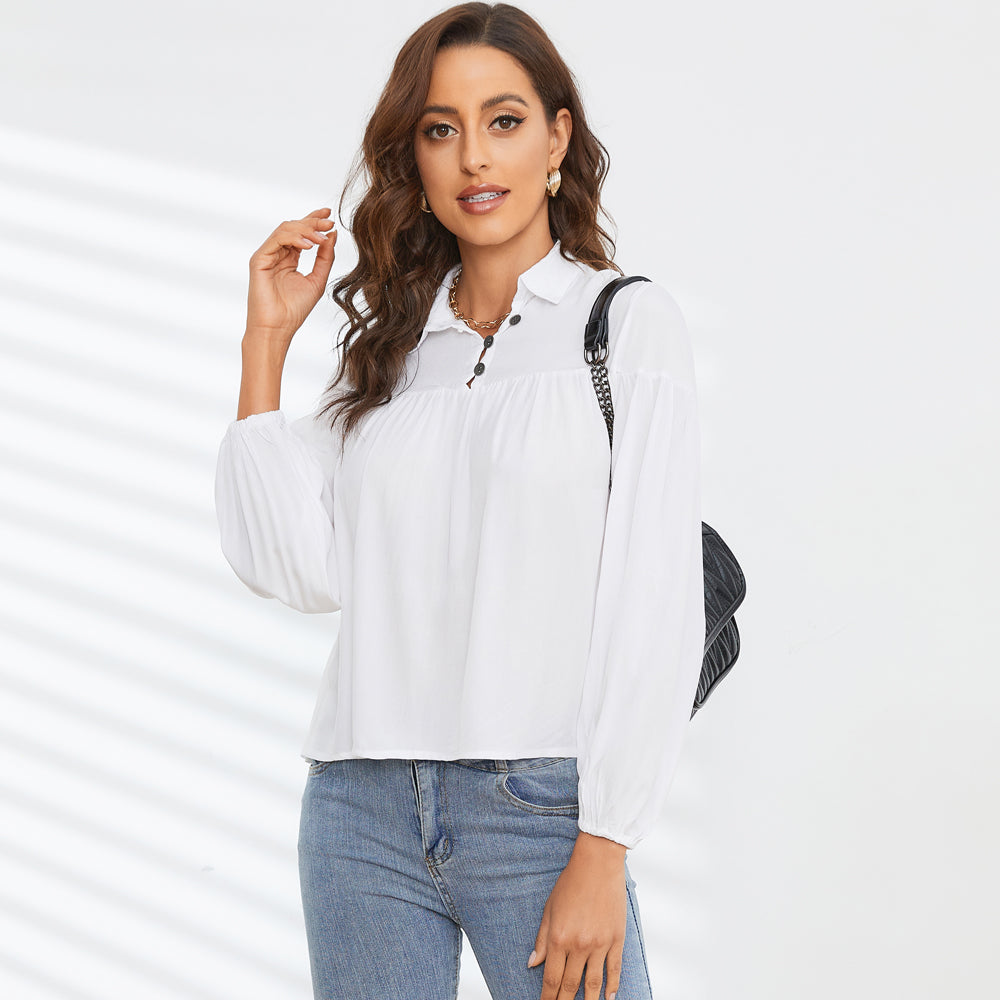 Ikebel Custom Logo Women Blouse Shirt Elegant Office Lady Lapel Tops Plus Size Women's Blouses Shirts