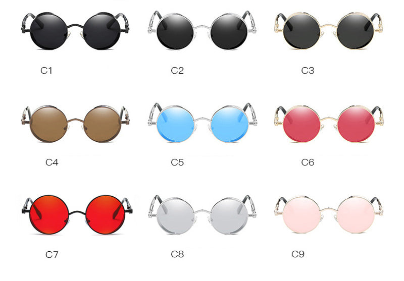 Trendy Steampunk Sunglasses Retro Fashion Men Women Luxury Sunglasses Fashion Round Sunglass