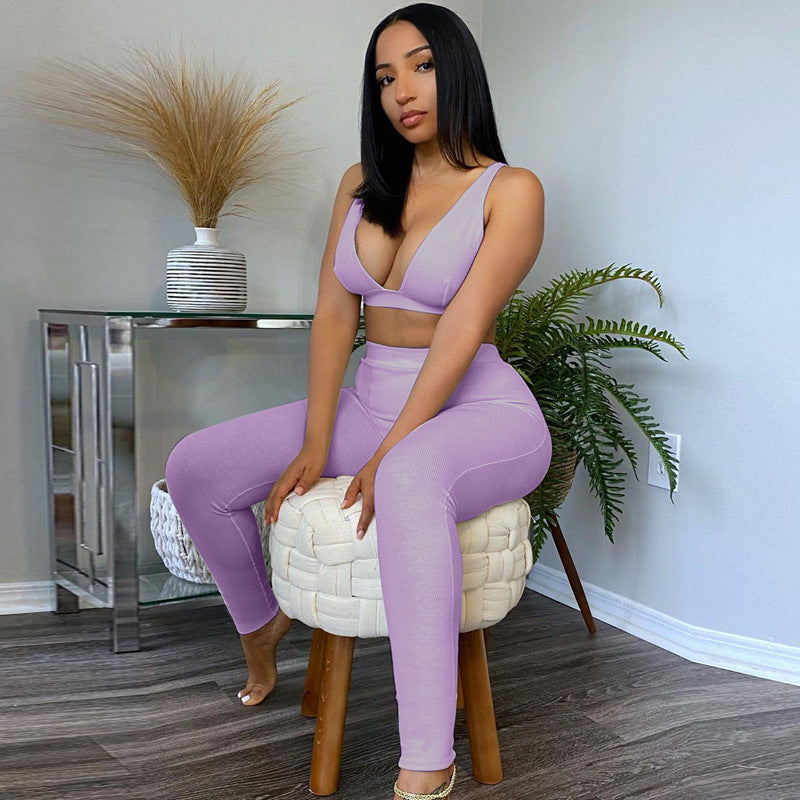 YP Wholesale Cheap Women Workout Sets Spring Two Piece Outfits Tank Crop Top Sports Gym Yoga Set Activewear Seamless Yoga Set