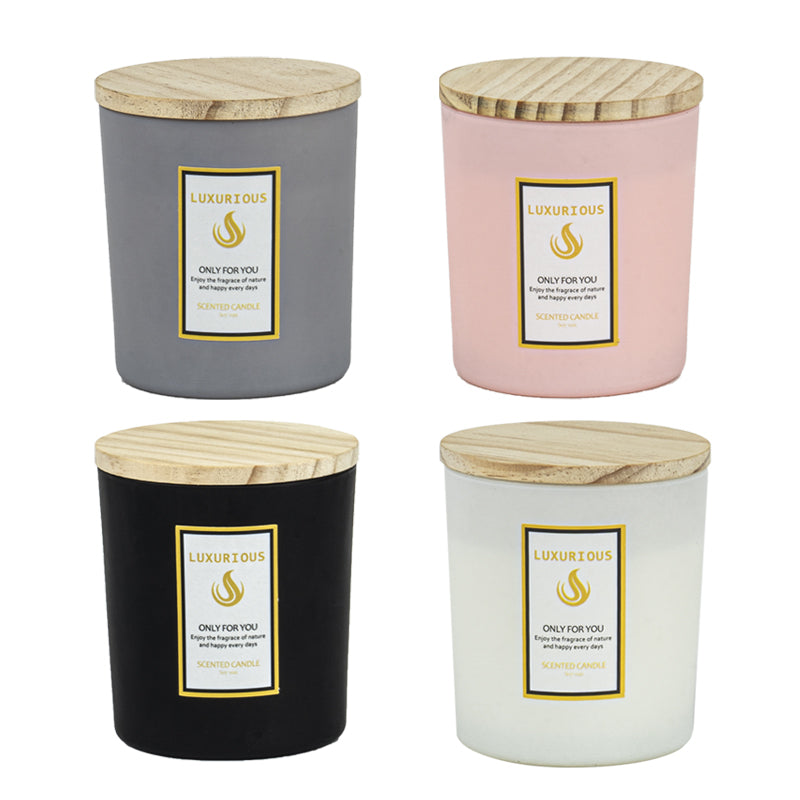 Private Label Soy Wax Candles Candle Jars With Wooden Lids Luxury Scented Candles