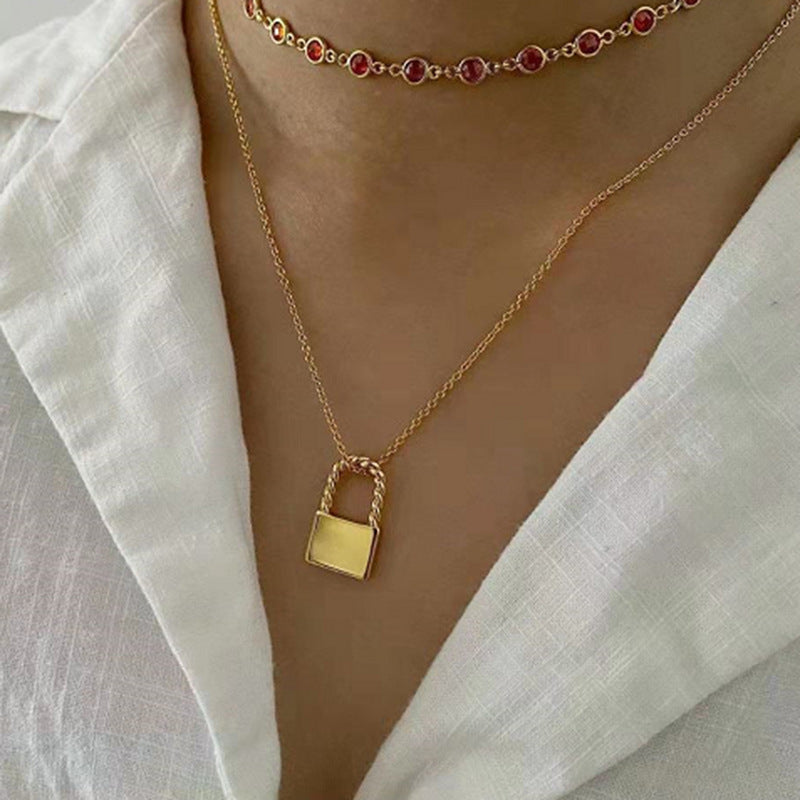 Joolim Jewelry 18K Gold Plated Padlock Pendant Necklace Stylish Stainless Steel Jewelry Gold Jewelry