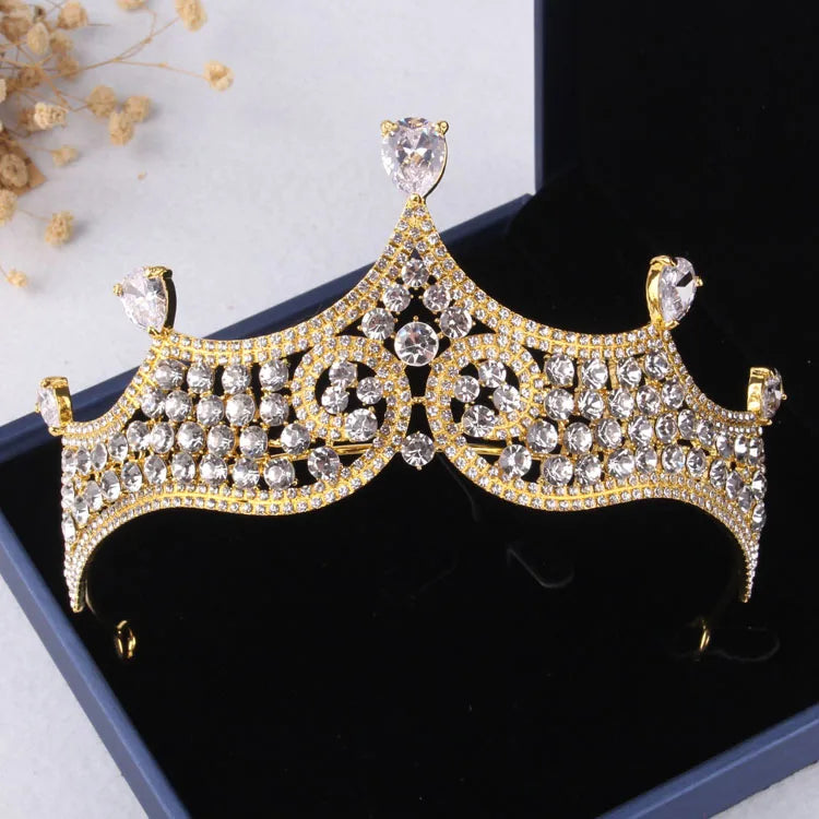 Baroque Rhinestone Bridal Jewelry Sets Wedding Leaf Crystal Gold Color Choker Necklaces Stud Earrings African Beads Jewelry Set