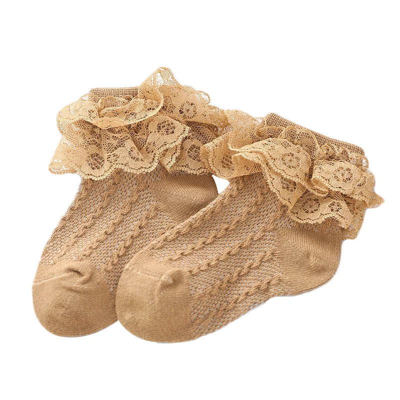 Wholesale Baby Lace Ruffle Socks Newborn Cotton Baby Girls Sock Cute Toddler Socks Princess Style Baby Accessories