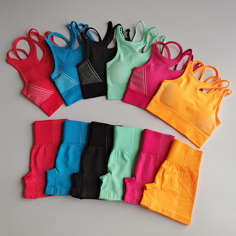 Seamless Workout Set Sports Bra and Shorts Set for Women Acid Wash Outfits 2 Piece Set Seamless Yoga Gym Activewear