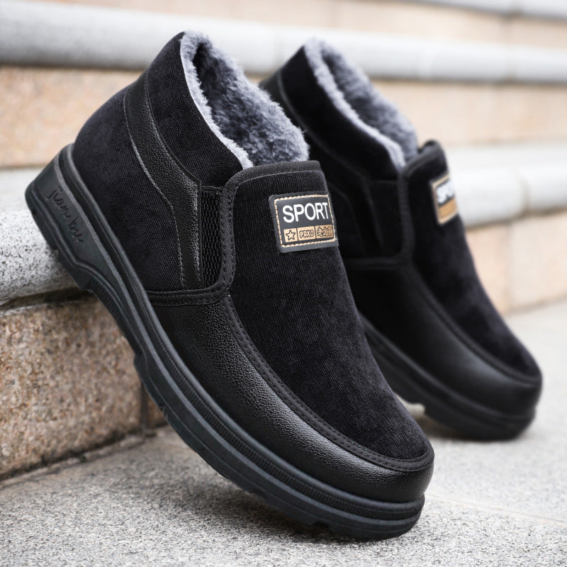Boots Leather Men Black Leather Boots With Fur Men'S Boots Safety Shoes