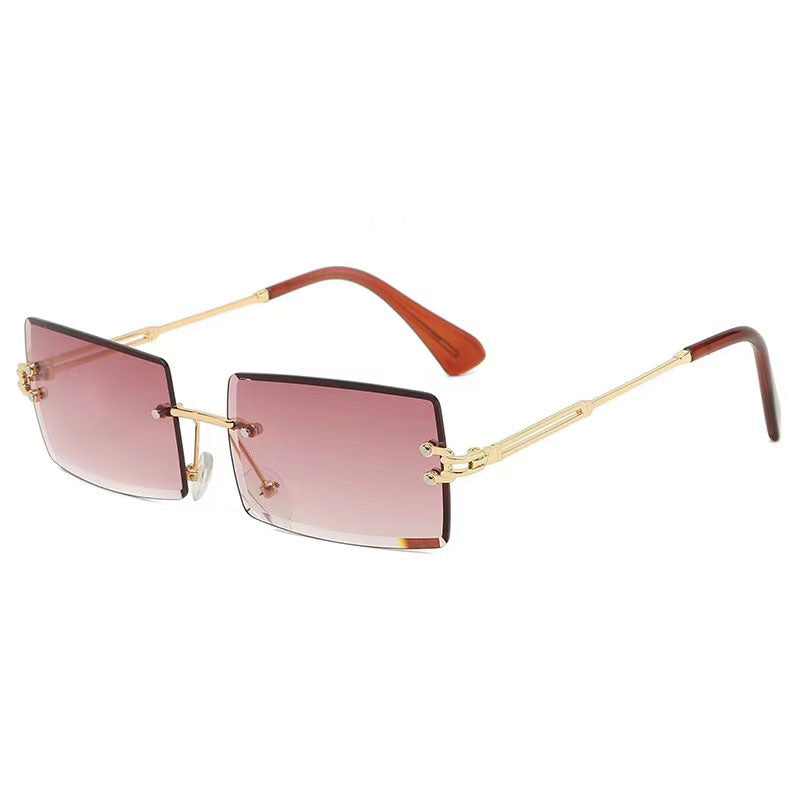 Fashionable Square Sunglasses Vintage Rimless Sunglasses 2022 Women  Custom  2022 Sunglasses