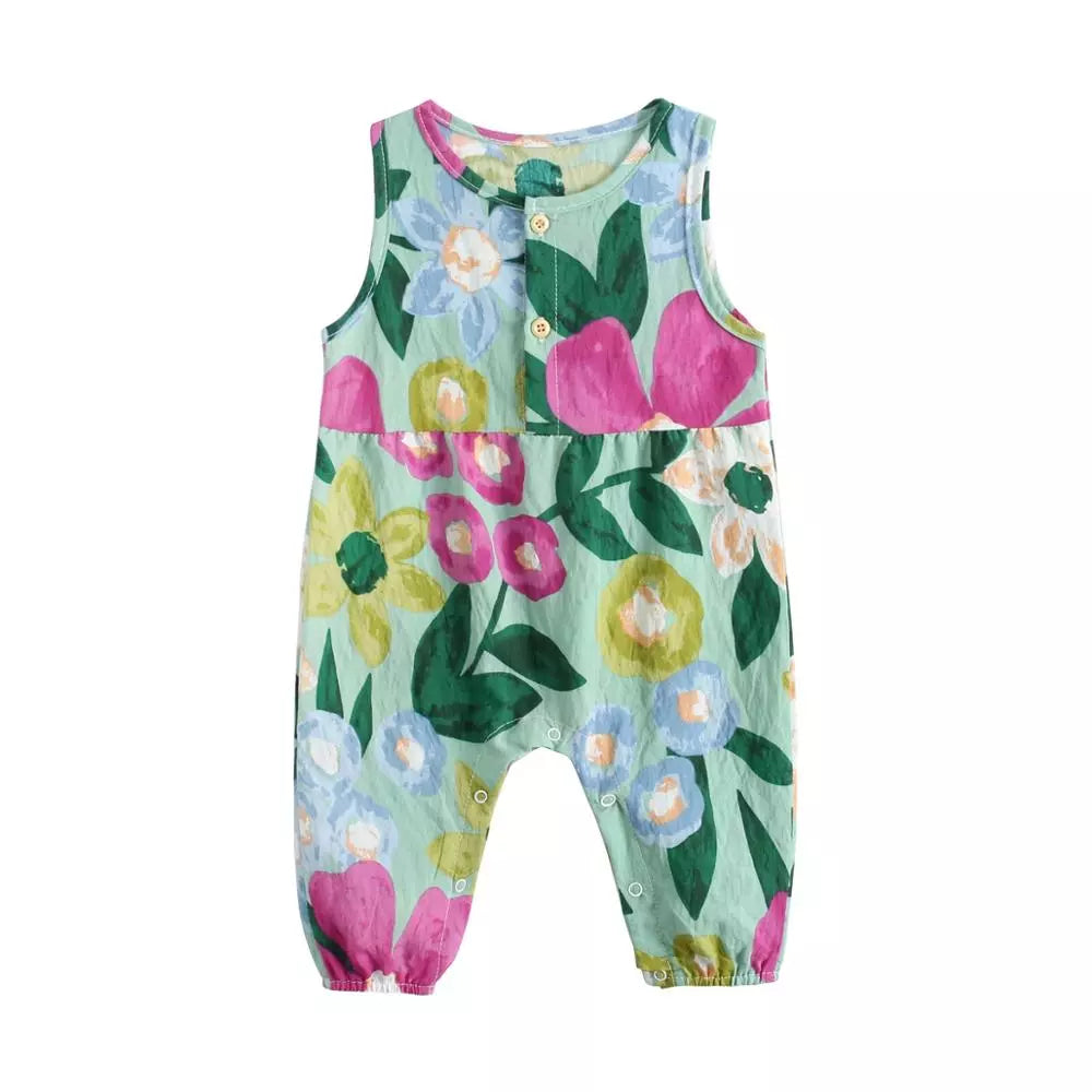Sanlutoz Flowers Baby Girls Bodysuits Sleeveless Summer Baby Bodysuit Cotton Baby Clothing for Newborn