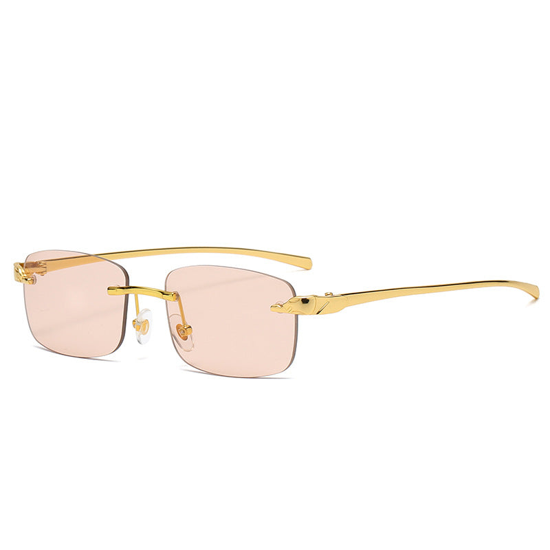 Wholesale Men Fashion Sunglasses Metal Sun Glasses Cheetah Designer Glasses Rimless Lens Vasos Multicolor Sunglass Shades