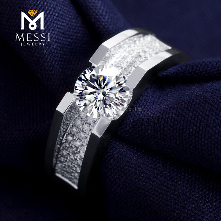 Messi Jewelry 14k 18k White Gold DEF Moissanite Diamond Wedding Ring Jewellery for Men