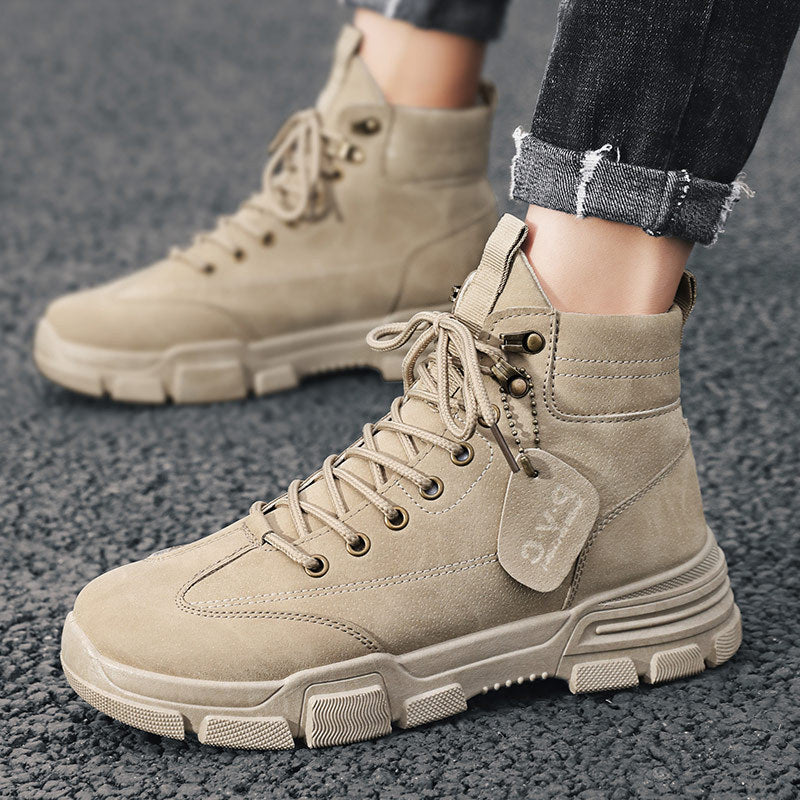 Autumn Winter Men's Rubber Snow Boots Warm Working Lace Up Boot Shoes