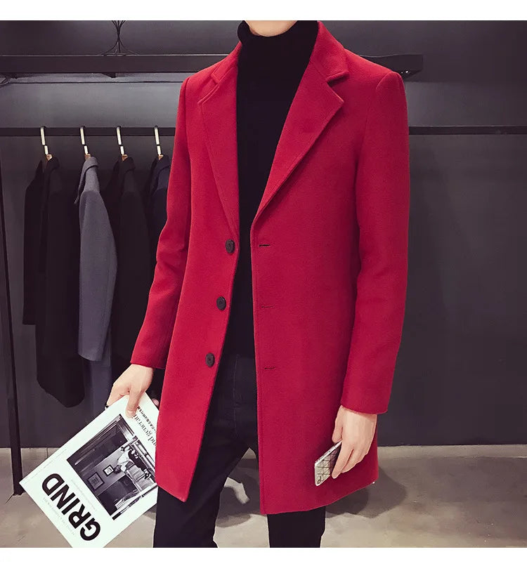 Long Winter Plus Size Men's Coats Hip Hop Men Plain Loose Slim Fit Comfortable Stylish Coat Trench Coat