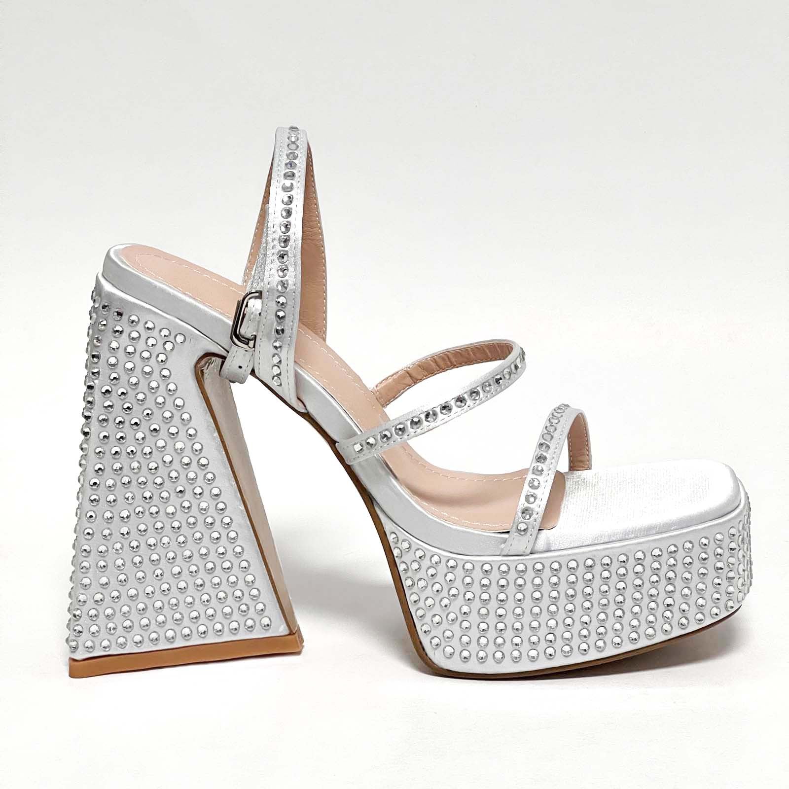 Sh11322a Chunky Heel Women.shoes High Heels Newest Bling Diamond Heels