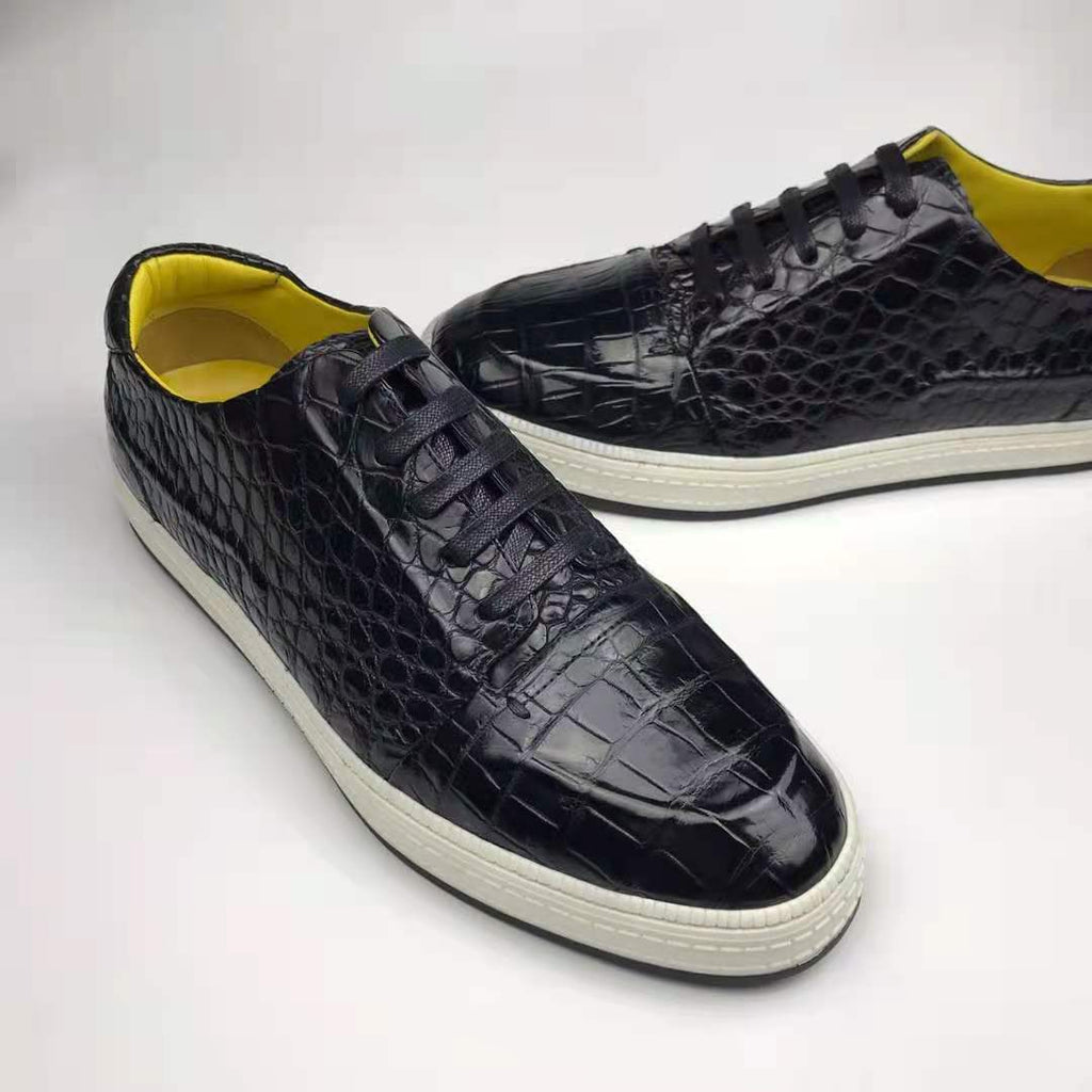 Custom Luxury Shoes Women Sneakers Hot Selling Alligator Shoes Men Sneaker Chic Fashionable Italian Crocodile Leather Men Shoes