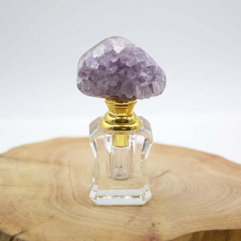 Manufacturer 2ml Natural Gemstone Geode Amethyst White Crystal Perfume Bottle Gemstone Cute Vial Jewelri Jewelry Gift