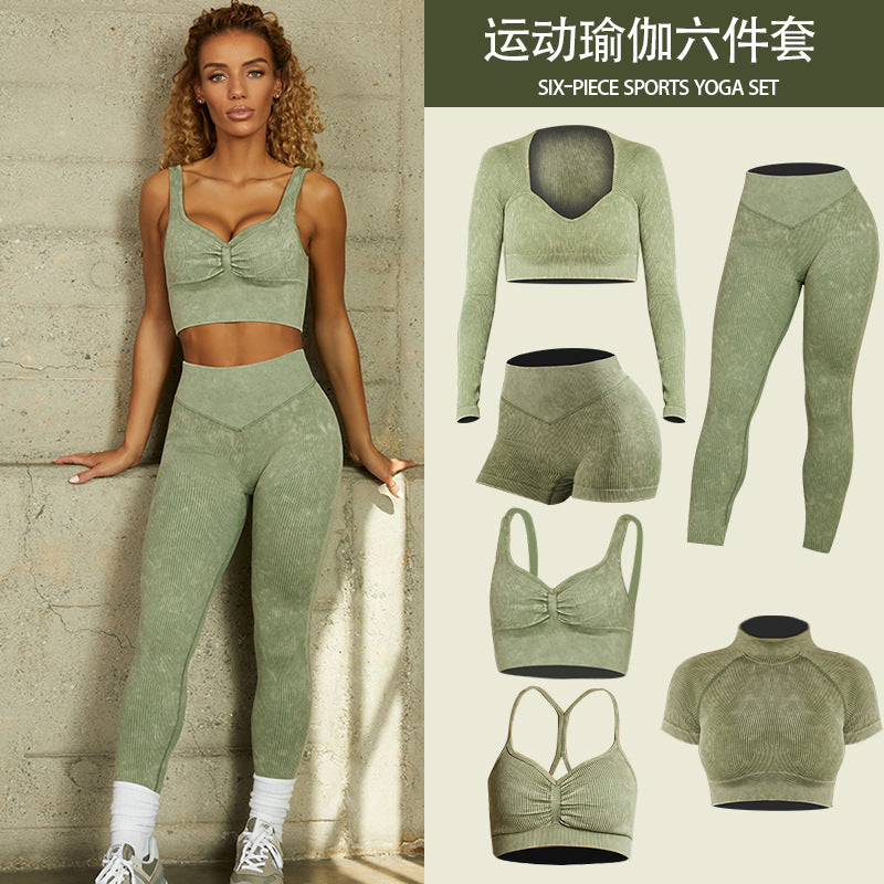 6pcs Set High Waist Gym Yoga Shapewear Activewear Sets Sport Gym Activewear Fitness