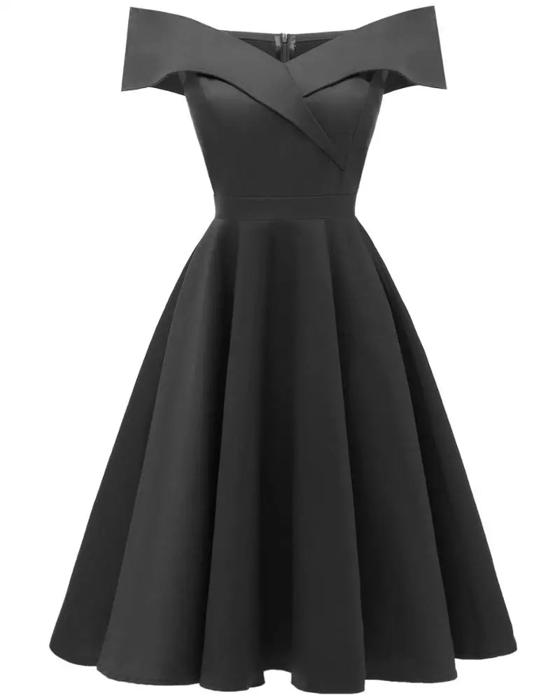 Women Fashion Birthday Wedding Dress Elegant Formal Banquet Ball Off Shoulder Evening Dresses High Low Red Party Dresses Vintage - My Store
