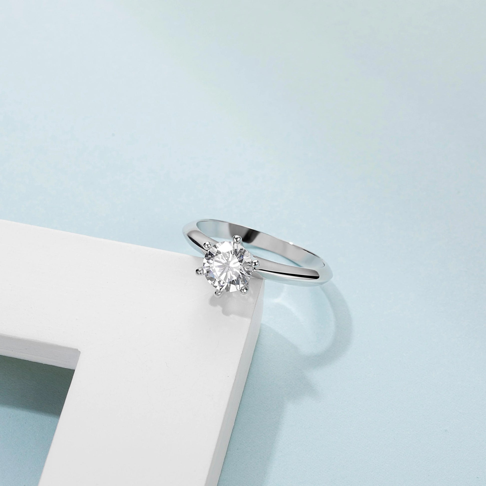 Abiding Jewelry Engagement Moissanite Diamond Jewellery Wholesale 925 Sterling Silver 1 Carat Women Moissanite Ring